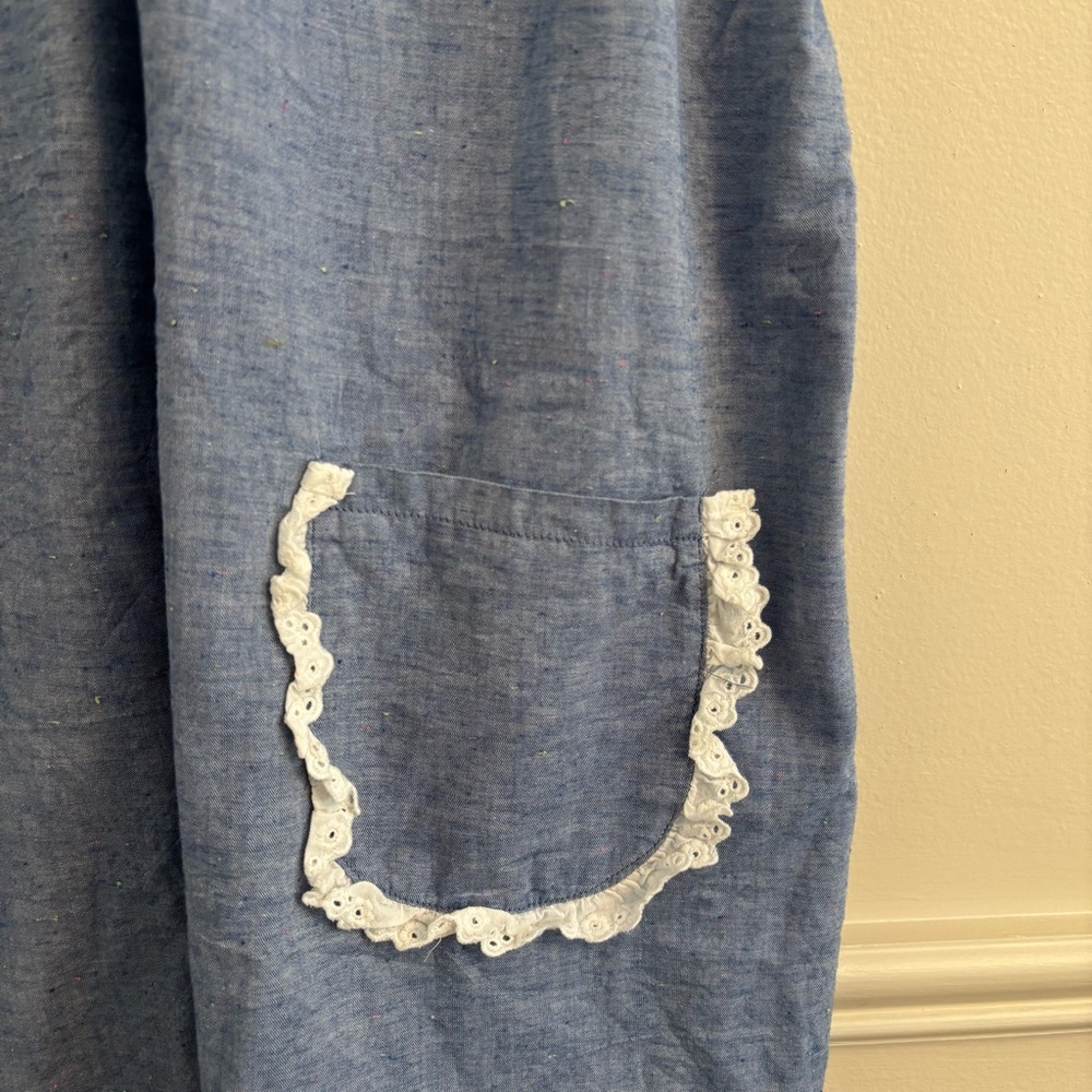 Tuckernuck chambray Lotte Dress with White Lace Trim - Picture 5 of 8